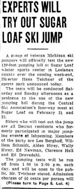Sugar Loaf Resort - Feb 1948 Ski Jump Tested (newer photo)